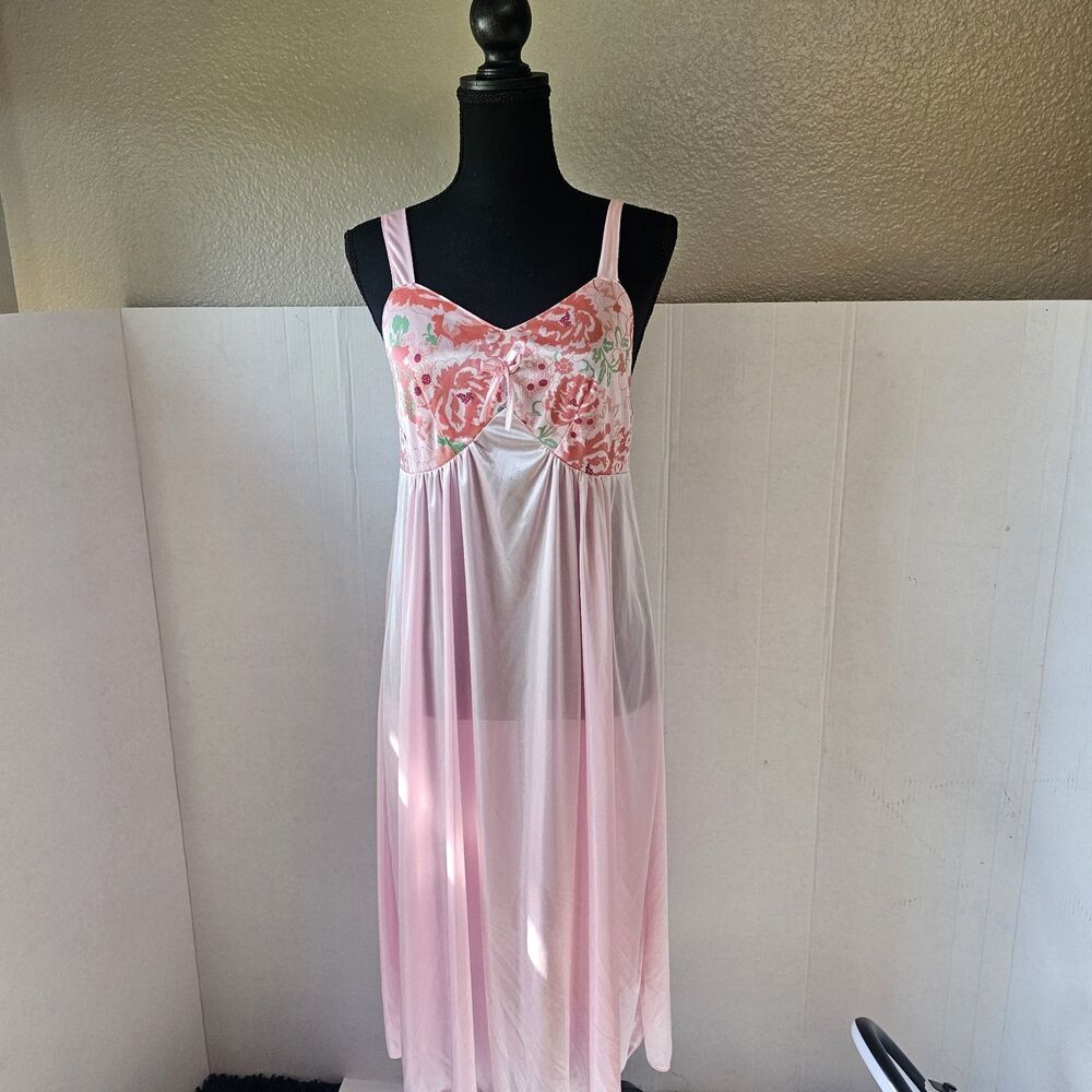 Cozee Corner Women's Robe Gown Set Pink Floral Sz Large Lightweight Comfort F101
